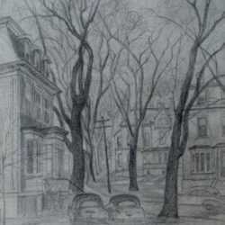 Drawing by Leo Meissner: Portland, Maine - Pine & Emery Streets, represented by Childs Gallery
