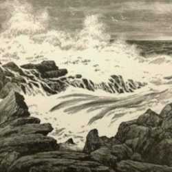 Print by Leo Meissner: Seal Ledges Awash, represented by Childs Gallery