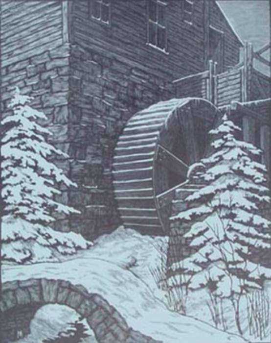 Print by Leo Meissner: Snowed In, represented by Childs Gallery