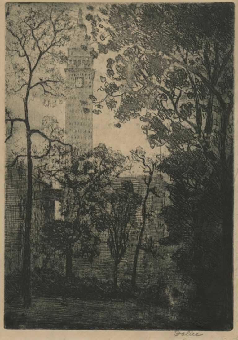 Print by Leon Dolice: Metropolitan Tower, available at Childs Gallery, Boston