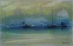 Pastel by Leon Dolice: Misty City [New York, NY], available at Childs Gallery, Boston