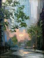 Painting by Leon Dolice: City Street, represented by Childs Gallery