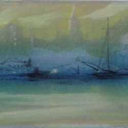 Pastel by Leon Dolice: Misty City [New York, NY], represented by Childs Gallery