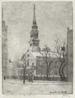 Print by Leon Dolice: St. Mark's on the Bowery, represented by Childs Gallery