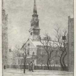 Print by Leon Dolice: St. Mark's on the Bowery, represented by Childs Gallery