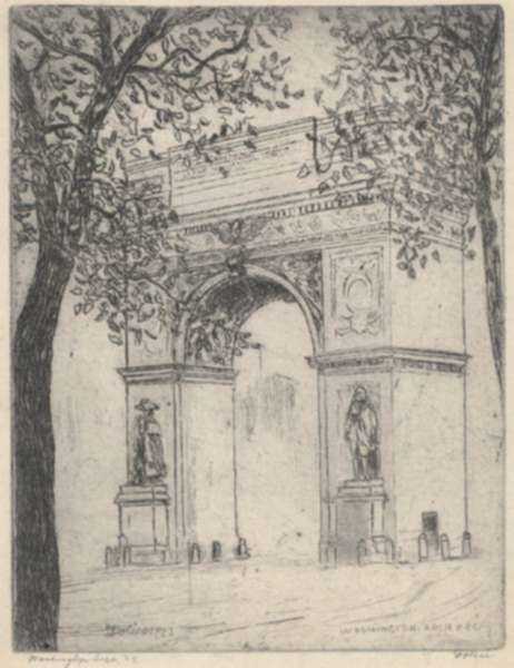 Print by Leon Dolice: Washington Arch, represented by Childs Gallery