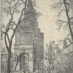 Print by Leon Dolice: Washington Square Park, represented by Childs Gallery