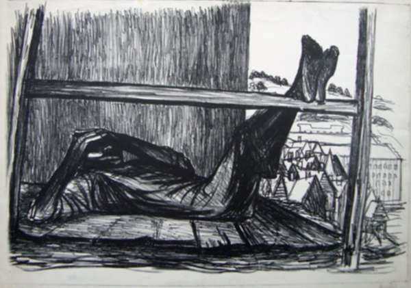 Print by Leopoldo Mendez: [Man Lying Down], represented by Childs Gallery