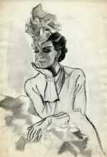 Watercolor by Letterio Calapai: [Portrait of a Woman with Head in Hand], available at Childs Gallery, Boston