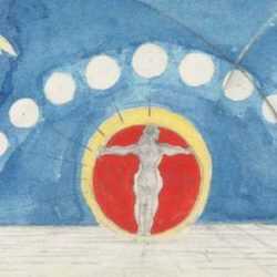 Watercolor by Letterio Calapai: Man and the Universe, represented by Childs Gallery
