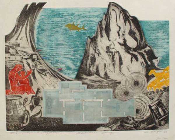 Print by Letterio Calapai: Mediterranean Memory, represented by Childs Gallery