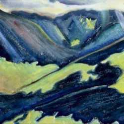 Watercolor by Letterio Calapai: Mountain Chiaroscuro, represented by Childs Gallery