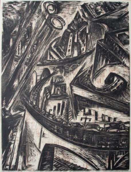 Print by Letterio Calapai: The City, represented by Childs Gallery