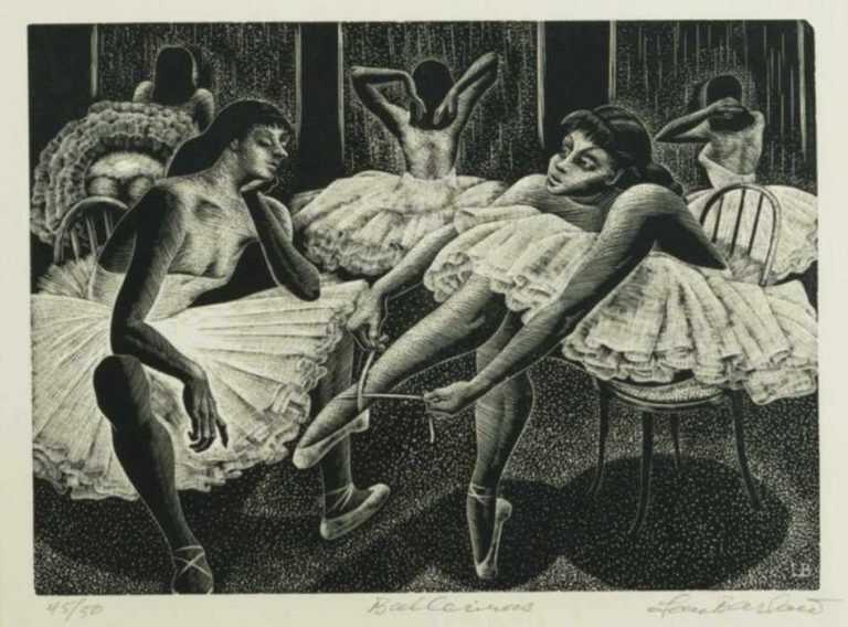 Print by Lou Barlow: Ballerinas, represented by Childs Gallery