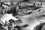 Print by Louis Lozowick: Mining (July)  (rock quarry at Buchanan, NY), represented by Childs Gallery
