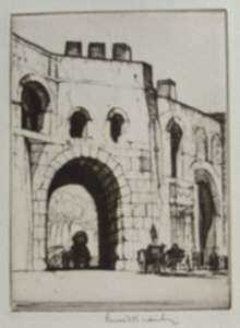 Print by Louis Rosenberg: Porta Pinciana, Rome, represented by Childs Gallery