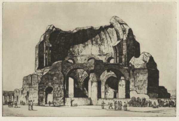 Print by Louis Rosenberg: Temple of Minerva Medica, Rome, represented by Childs Gallery