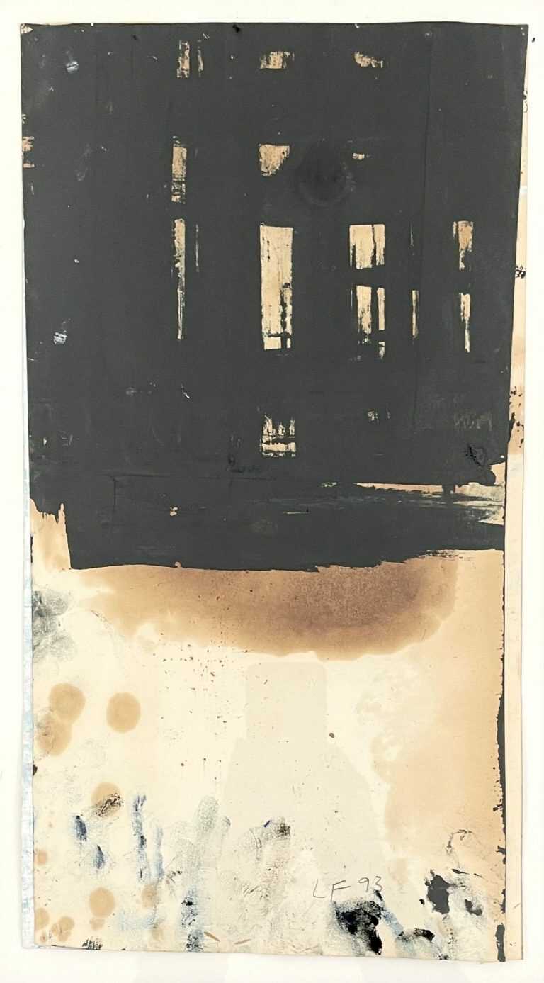 Collage by Louise Fishman: [Abstract collage with black paint], available at Childs Gallery, Boston