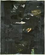 Painting by Louise Fishman: [Black and grey abstract collage], available at Childs Gallery, Boston