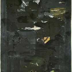 Painting by Louise Fishman: [Black and grey abstract collage], available at Childs Gallery, Boston