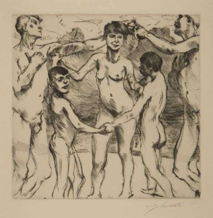 Print by Lovis Corinth: Tanzende Am Strande (Dancing on the Beach), represented by Childs Gallery