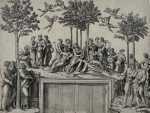 Print by Marcantonio Raimondi (Workshop of): Apollo on Parnassus [after engraving by Marcantonio Raimondi (1480 1534) after Raphael Sanzio (1483 1520)], available at Childs Gallery, Boston