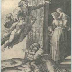 Print by Marcantonio Raimondi: God Appearing to Noah or God Blessing the Seed of Abraham (V, represented by Childs Gallery