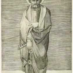 Print by Marcantonio Raimondi: St. Petrus [St. Peter] [after Raphael Sanzio (1483-1520)], represented by Childs Gallery