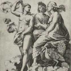 Print by Marco Dente da Ravenna: Juno, Ceres, and Psyche [after Raphael Sanzio, Italian (1483, represented by Childs Gallery
