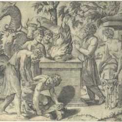 Print by Marco Dente da Ravenna: Noah's Sacrifice [after Raphael Sanzio (1483-1520)], represented by Childs Gallery