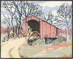 Print by Margaret Evelyn Whittemore: Covered Bridge, Springdale, Kansas, represented by Childs Gallery