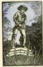 Print by Margaret Evelyn Whittemore: Cowboy Statue, Dodge City [Kansas], represented by Childs Gallery