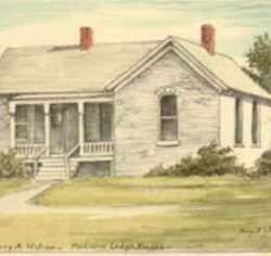 Print by Margaret Evelyn Whittemore: Home of Carry A. Nation, Medicine Lodge, Kansas., represented by Childs Gallery