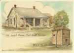 Print by Margaret Evelyn Whittemore: Old Guard House, Fort Scott, Kansas & Block House, represented by Childs Gallery