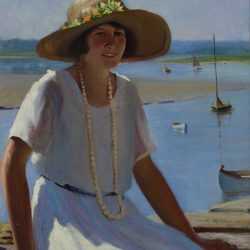 Painting By Margaret Fitzhugh Browne: [woman In White Dress, Gloucester] At Childs Gallery