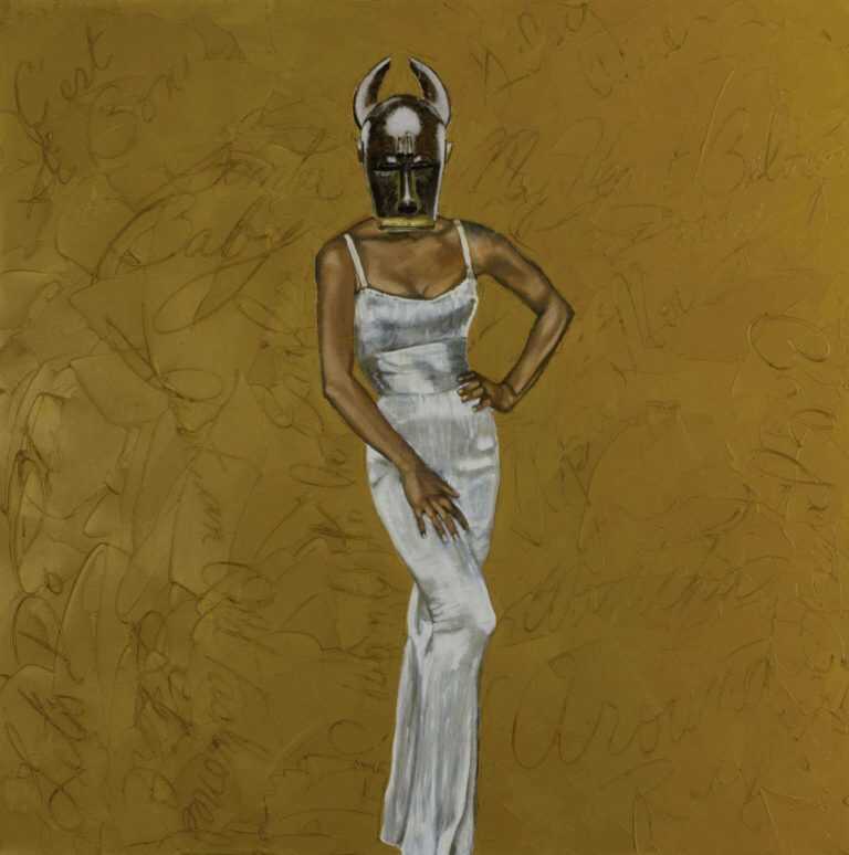 Painting by Margaret Rose Vendryes: Mblo Eartha, African Diva, represented by Childs Gallery