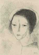 Print by Marie Laurencin: Tete de Jeune Fille, represented by Childs Gallery
