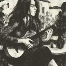 Print by Marion Greenwood: Folk Singer, represented by Childs Gallery