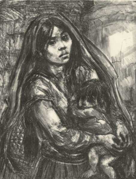 Print by Marion Greenwood: Mi Nino, represented by Childs Gallery