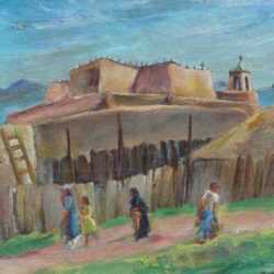 Painting by Marion Huse: (Road with four figures), represented by Childs Gallery
