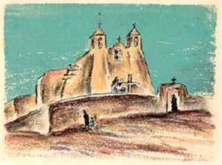 Print by Marion Huse: Rancho de Taos Mission [New Mexico], represented by Childs Gallery
