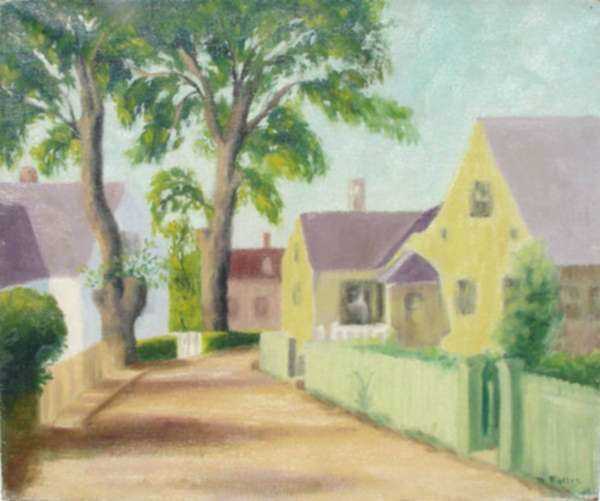 Painting by Marion Patten: Provincetown Houses [Massachusetts], represented by Childs Gallery