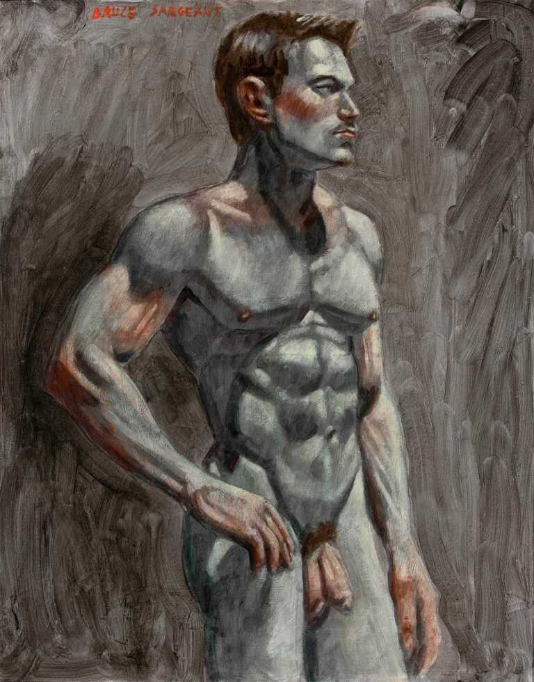 Painting By Mark Beard (as Bruce Sargeant): Male Nude Facing Right At Childs Gallery