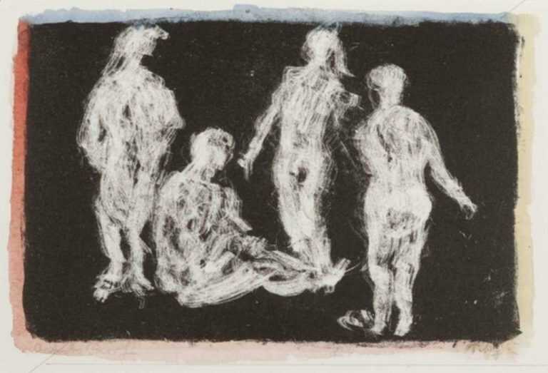 Print by Mark Tobey: Four Figures, represented by Childs Gallery