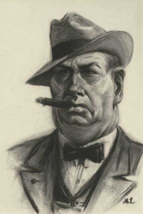 Drawing by Martin Lewis: [Man with Cigar], represented by Childs Gallery