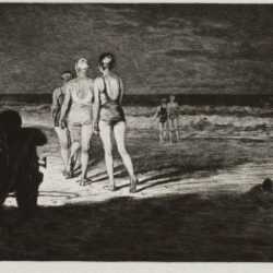 Print by Martin Lewis: Down to the Sea at Night, represented by Childs Gallery