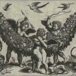 Print by Master of the Die: Two Putti Striking Another Who Is Squeezing a Child,  from a, represented by Childs Gallery