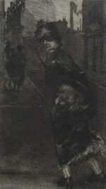 Print by Max Klinger: Auf de Strauss, represented by Childs Gallery