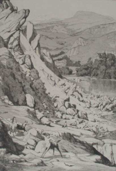 Print by Max Klinger: Bergsturz, represented by Childs Gallery
