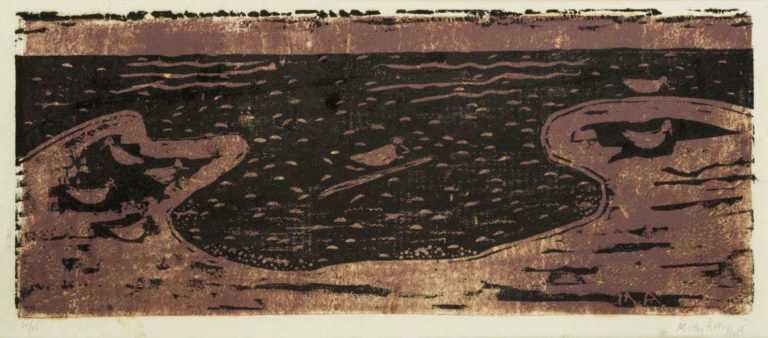 Print by Milton Avery: Birds & Sea (brown & black), represented by Childs Gallery